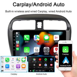 hac sa beach for Android 13 Mitsubishi Mirage Radio 2012-2023 Car Stereo GPS Navigation Unit with Wireless Carplay Android Auto Receiver IPS HD Touchscreen Free Reverse Camera Mic (4GB RAM+64GB ROM) image 2