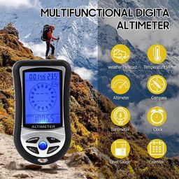 Real Instruments Multifunctional Digital Altimeter Barometer Digital Compass Thermometer Clock Time Calendar Weather Forecast For Outdoor Altimeter With Time Height Gauge LCD Backlight (DS302) image 4