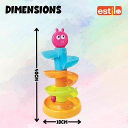 Estilo Rolling and Swirling Ram Monster Roller – 4-Layer Ball Drop Tower Toy with 3 Colorful Balls | Swirling Activity Toy for Babies & Toddlers | Drop & Roll Learning Toy for 1+ Year Old Kids image 4