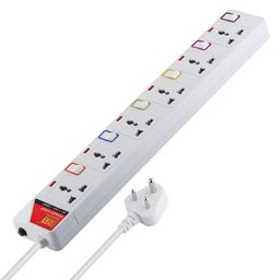 MX Extension Board with Individual Switch – Multi Plug Socket with 6 Universal Socket Power Strip with Safety Shutter & Indicator, Circuit Breaker Protection Spike Guard 10A Extension Board, 3 MTR image 1