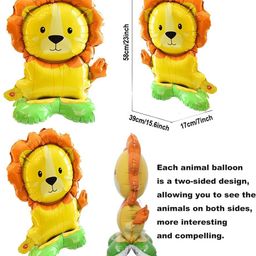 AMFIN (Pack of 4) 3D Self Standing Animal Foil Balloon, Jungle Birthday Decoration - Multi image 5