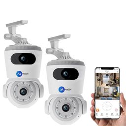 Maizic Smarthome Astro WiFi CCTV [4MP+4MP] FHD Live View Double Lens Dual Screen View 360° Coverage Home Security AI Human Detection Color Night Vision Two Way Talk (S-Pack of 2 Astro) image 1