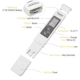 Shapure PH & TDS&EC Meter Combo, 0.05ph High Accuracy Pen Type pH Meter & +/- 2% Readout Accuracy 3-in-1 TDS EC Temperature Meter image 4