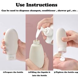 GYANSHOPPE 3 Pcs Set of Travel Toiletries Bottles 60 ML Refillable Leakproof Empty Squeeze Bottles Container for Shampoo Conditioner Lotion Dispenser Bottle image 4