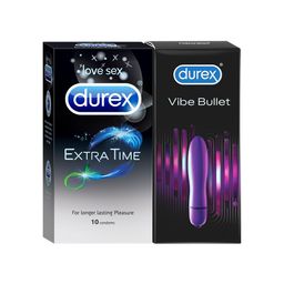 Durex Extra Time Condom 10s & Intense Vibe Bullet Combo image 1