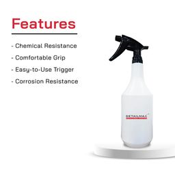 DETAILMAX Spray Bottle 1 Litre Chemical Resistant Brass Tip Heavy Duty Empty Container Bottles Polypropylene sprayer Long Lasting Quality Mist and Jet Spray for Multipurpose use Car Detailing (1) image 2