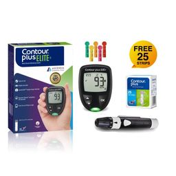Contour Plus Elite Blood Glucose Monitoring System (Glucometer with Contour Plus Blood Glucose Test Strip 25S Free) | with Bluetooth image 1