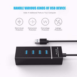meshiv MMHB70 4 Port USB 3.0 Hub with Hi-Speed Data Transfer, LED Indication, 15cm Cable, Backward Compatible, Multi Device Connection, Plug Play Usage, Glossy Finish and Lightweight Design (Black) image 5