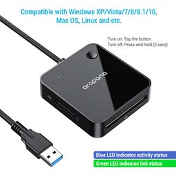 aropana SD Card Reader USB 3.0 Card Hub Adapter 5Gbps Read 4 Cards Simultaneously CF CFI TF SDXC SDHC SD MMC Micro SDXC Micro SD Micro SDHC MS UHS-I for Windows Mac Linux image 5