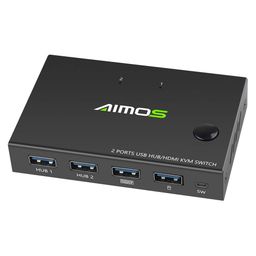 BAZPUR MART® AM-KVM201CC 2-Port KVM Switch Support 4K*2K@30Hz KVM Switcher Keyd Mouse USB image 1
