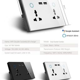 Protium Smart Touch Combo Switch, WiFi Switch Compatible with Alexa, Google Home, IFTTT & Smart life App (Dual Socket+ Dual USB, Black) image 4