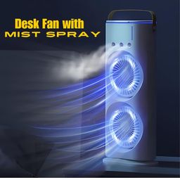 lipzie Lipzie〚𝑺𝒉𝒐𝒑 𝑨𝒏𝒅 𝑺𝒂𝒗𝒆〛Portable Tower Mist Spray Fan with Remote Control – 3-Speed Cooling, Built-in Soft LED Lights, Whisper-Quiet Operation – Stay Cool All Day – Sleek White Design image 2