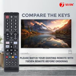 7 seven 7SEVEN® Compatible with Samsung tv Remote Control Universal Suitable for LCD LED OLED QLED UHD HD Plasma 3D Smart Hub Television with Hotkeys - Match Remotes Keys Exactly with Existing Remote image 2