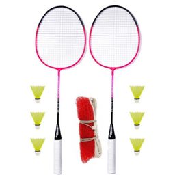 CLOVERBYTE Set of 2 Racquet with 6 Nylon Shuttle and 1 Badminton net Badminton Kit image 2