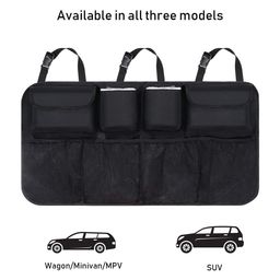URAQT Car Trunk Organizer, Mesh Car Trunk Bags with 8 Pockets, Adjustable Strap and 3 Fixing Tape, Suitable for SUV, MVP image 5
