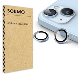 Amazon Brand - Solimo Camera Lens Protector Glass Ring For iPhone 14/14 Plus Case Friendly with Edge to Edge Coverage and Easy Installation, Pack of 1 (Blue) image 1