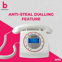 Beetel M73 Caller ID Corded Landline Phone with 16 Digit LCD Display, Retro Design, Alphanumeric Keypad, 2-Way Speaker Phone, Adjustable Ringing (White & Red)(M73) image 4