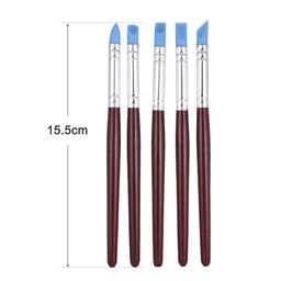 Rubber Tip Paint Brushes for Sculpture, Pottery, Color Shaping, Blending, Drawing, Modeling and Remove Fingerprints (Set of 5, Brown) image 2