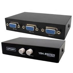 Mak World VGA 2 in 1 Out 2 Port VGA Switch Press Button to 2 Way VGA Video Switch for Computer PC Monitor image 1