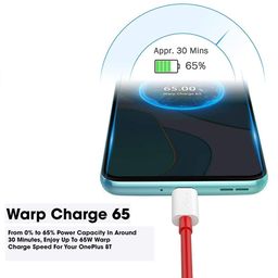 Sounce 65W Warp Charge Type-C to Type-C Cable, 6.5A Fast Charging & Data Sync Cord Compatible with OnePlus 8T/9/9 Pro/9R/9RT/10R/Nord and All Type-C Devices – Supports PD 3.0 & QC 3.0 – Red, 1 Meter image 2