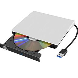 RuhZa External USB 3.0 DVD/CD Player Portable Drive - Fast Quiet Ultra Thin Optical Drive With Type-C image 1