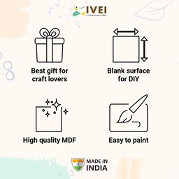 IVEI DIY Wood Sheet Craft - MDF Cutouts Hangings Rectangular - Plain MDF Blanks Cutouts - Set of 4 with 2 Holes for Painting Wooden Sheet Craft, Decoupage, Resin Art Work & Decoration image 3
