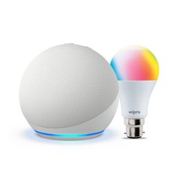 Amazon Echo Dot (5th Gen, White) Combo with Wipro 9W LED Smart Color Bulb image 2