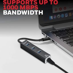 Honeywell 4-in-1 Type C 3.1 to USB 3.0 with RJ45 Gigabit Ethernet Adapter, 5GBPS Transfer Speed, 3x3.0 USB Ports, 1Gbps Bandwidth, Universally Compatible with Type C MacBooks, laptops, PCs, Tablets image 3