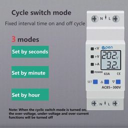 1 Phase 2 Wire 85-300V Adjustable Over Under Voltage Protector with Current Limit Protection with energy meter function 63A image 2