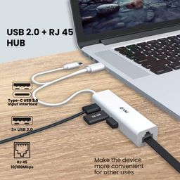 EVM 100Mb/s Ethernet Adapter - RJ45 + 3xUSB 2.0 HUB - Dual Type C & USB 2.0 Input - 3X USB 2.0 Ports - Docking Station - Compatibility with Tablet, Phone - 1 Year Warranty (EVM H2) image 2