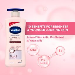 Vaseline Healthy Bright Complete 10 Body Lotion, Anti- Ageing Lotion With Vitamin B3, Aha, Pro-Retinol, 400 ml image 3