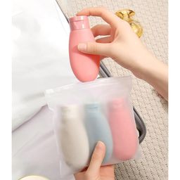 TEKCOOL Travel Bottles for Toiletries, Pack of 3 Shampoo Bottle Set, Toiletry Bottles, Containers Small Leakproof Mini Essentials -60Ml, Multicolour| Plastic image 1