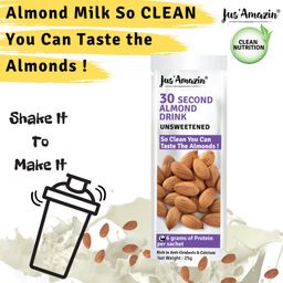 Jus' Amazin 30 Second Almond Drink - Unsweetened (10 X 25g sachets) | Use 1 Sachet to make 1 Glass | Dairy Free Almond Milk, Clean Nutrition, 100% Natural, Keto, Vegan image 4