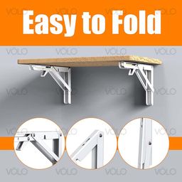 Volo Heavy Duty 20" Foldable Mild Steel Racks, Shelf Bracket, l Bracket, Wall Brackets, Wall Angle Bracket, Folding Table Bracket with Fittings for fold Down Steel Table. (Color:White) image 4