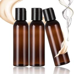 Hunky Dory 24pcs 100ml Amber Empty Plastic Bottles Refillable Travel Size Cosmetic Travelling Containers Small Leak Proof Squeeze Bottles with Black Flip Cap for Toiletries Oil,Shampoo. image 3