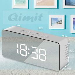 qimit Digital Alarm Clock Table Clock for Students, Home, Office, Corporate with Automatic Sensor, Date & Temperature-Black, Plastic, 14W x 8H Centimeters (1, Silver) image 4