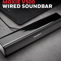 Honeywell Moxie V500 10W Portable USB Wired Soundbar, Speaker for PC,Desktop and Laptop with Volume Control and 3.5 mm AUX,2.0 Channel,52mmX2 Drivers,Plug &Play,2 Yrs Maufacuturer Warranty image 2