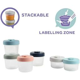 Asitis Nutrition Beaba, Set of 6 Storage Pots, Interlocking, Stackable Pots, Baby Food Storage Container, 100 Percent Airtight, Freezable, Breast Milk, 2 X 90 Ml+4 X 150 Ml, Multicolor image 2