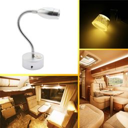 ubersweet Imported Reading Light 12V Led Reading Light 140LM RV Bedside Dual Mode Lamp T Control 360° Rotatable Head Flexible Hose for Studying Reading Wor Camping_152263 image 2