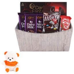 SFU E Com Attractive Basket With Chocolate | Valentine Love Teddy Bear With Chocolate Combo | Valentine Chocolate Hamper | 896 image 1