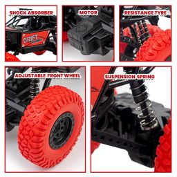Gooyo GY-45 Rechargeable RC 4x4 Off-Road Rock Crawler with Spray Feature Toy | Best Gift for Kids | Smooth & Safe |Red| Power Source: Lithium Battery in Car (Included) | High Speed Monster RC Car image 3