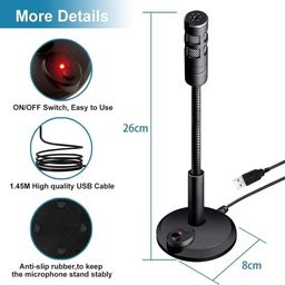 lipzie Lipzie〚𝑺𝒉𝒐𝒑 𝑨𝒏𝒅 𝑺𝒂𝒗𝒆〛USB Computer Microphone – Plug & Play Desktop Mic with Mute Button, LED Indicator, Flexible Gooseneck for Streaming, Podcasting, Gaming, Recording – PC & Laptop image 4