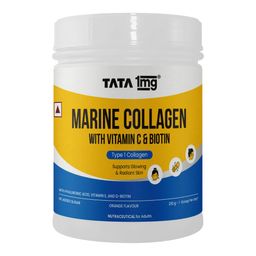 TATA 1mg Marine Collagen Powder | Fortified with Grape Seed Extract for Enhanced Results | Supports Skin, Hair & Nails | With Collagen Peptide for Hydration & Strength | Unflavored, 210g image 1