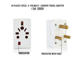 hi plasst pins n plugs Hi-Plasst Universal Multi-Country Travel Adapter, Type-D Plug for Indian Socket for Imported Devices, Compatible with Plugs of US, UK, EU, and 150+ Countries | Built-in Fuse, LED Indicator (Pack of 2) image 2