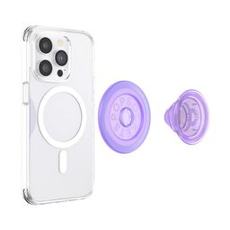 PopSockets Translucent Phone Grip with Expanding Kickstand, Compatible with MagSafe®, Magnetic Ring for iPhone and Android Included, Phone Holder, Wireless Charging Compatible - Lavender image 4