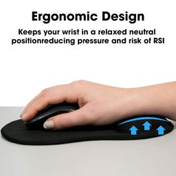 Sounce Mouse Pad, Ergonomic Mouse Pad with Comfortable Gel Wrist Rest Support and Lycra Cloth, Non-Slip PU Base for Easy Typing Pain Relief, Durable and Washable, Classic (Black) image 3