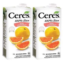 Ceres Ruby Grapefruit Fruit Juice No Sugar Added, 33.81 fl oz ℮ 1000 ml, 2 Pack image 1