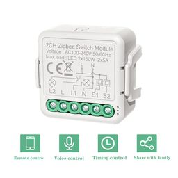 Generic Zigbee Smart Switch Module 2-Way APP Remote Control Voice Control Timing Group Sharing Compatible with Alexa Echo for Home Office' image 2