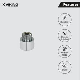 viking Brass CP Adapter Thread (1)15mm (1/2”), Inner Thread (2)10mm (3/8”), Outer with Chrome Plated Pack of 2 - secure and leak-free connection between pipes or fittings image 4