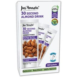 Jus' Amazin 30 Second Almond Drink - Unsweetened (10 X 25g sachets) | Use 1 Sachet to make 1 Glass | Dairy Free Almond Milk, Clean Nutrition, 100% Natural, Keto, Vegan image 1